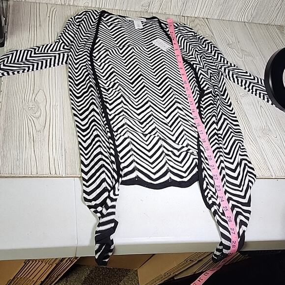 White House Black Market Quarter Sleeves Zip Zag Open Cardigan Womens Small NWT - Picture 8 of 9